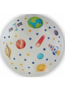 NIERMANN Deckenleuchte "Deckenschale Weltall, Kinderlampe", bunt (multi color), 1, &Oslash; 36cm H: 10cm, 1 Stk., Leuchten, bruchsicherer Kunststoff, Kinderzimmer, Deckenleuchte
