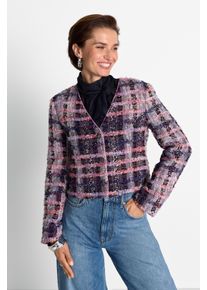 Boucl&egrave;jacke RICHROYAL, Damen, Gr. 34, bunt (evening lila), Web, Obermaterial: 90% Polyester, 10% Wolle, gemustert, regular fit taillenbedeckt, V-Ausschnitt, eingesetzt gerader Abschluss, Jacken Boucl&egrave;jacke, mit Wolle, Regular fit mit V-Ausschnitt