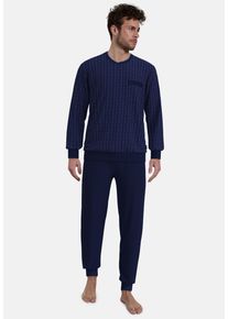 G&ouml;tzburg Pyjama G&Ouml;TZBURG, Herren, Gr. 52, blau, dunkel, minimal, Single Jersey, Obermaterial: 100% Baumwolle, Homewear-Sets Pyjama