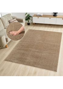 Teppich OTTO HOME "Lilari Shaggy Premium, weich, modern" Gr. 4, beige, B:160cm H:30mm L:230cm, Polyester, Teppiche, Teppich, Uni-Farben, kuschelig, & weich, Wohnzimmer, Schlafzimmer, Esszimmer