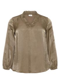 Langarmbluse Kaffe CURVE "Damen Bluse langarm KCmilia", Damen, Gr. 48, beige (morel), Obermaterial: 68% Baumwolle CO. 32% Polyester PES., Blusen Langarmbluse