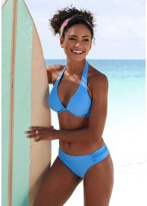 B&uuml;gel-Bikini-Top s.Oliver "Oana", Damen, Gr. 42, Cup B, blau, Microfaser, Strukturmuster, Bikini-Oberteile B&uuml;gel-Bikini-Top, mit Strukturmuster