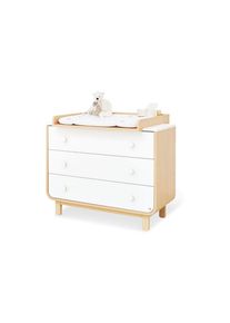 Pinolino , Wei&szlig;, Ahornfarben , Holzwerkstoff , Ahorn , 3 Schublade(n) Schubladen , 98x77x115 cm ,