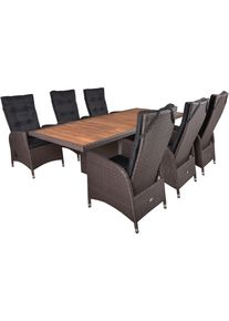 Garten-Essgruppe GARDEN PLEASURE "BRAGA weidengrau Set 05", bunt (schwarz, braun, grau), Obermaterial: 100% Polyester, Sitzm&ouml;bel-Sets, Garten-Essgruppe