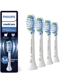 Aufsteckb&uuml;rsten PHILIPS SONICARE "C3 Premium Plaque Defence", wei&szlig;, Zahnb&uuml;rstenk&ouml;pfe, 4 Stk., Aufsteckb&uuml;rsten, f&uuml;r extra gr&uuml;ndliche Plaque-Entfernung, f&uuml;r jedes Sonicare Handst&uuml;ck