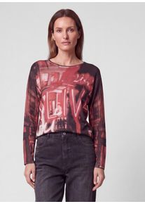 Rundhalspullover Rabe, Damen, Gr. 36, rot (malve), Strick, Obermaterial: 48% Viskose, 28% Polyester, 22% Polyamid, 2% metallisierte Fasern, bedruckt, normal h&uuml;ftbedeckend, Rundhals, abgesteppte Kante, Pullover Rundhalspullover, mit Allover-Print und Glitzer-Details