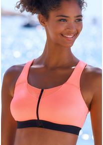 active by Lascana Sport-BH LASCANA ACTIVE, Damen, Gr. 90, Cup D, blau (neon orange), Trikot, Obermaterial: 78% Polyester (COOLMAX), 12% Baumwolle, 10% Elasthan, BHs Sport-BH, ohne B&uuml;gel, mit Rei&szlig;verschluss & breiten Tr&auml;gern