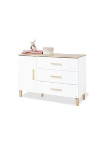 Pinolino , Wei&szlig;, Eichefarben , Holzwerkstoff , Eiche , massiv , 3 Schublade(n) Schubladen , 136x101x77 cm , FSC MIX ,