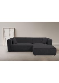 Ecksofa WERK2 "Atlanta-New 295 x 182 cm mit Bett & Bettkasten, Cord, zeitlos", anthrazit, B:295cm H:76cm T:182cm, 90% Polyester, 10% Nylon, Sofas, Ecksofa, Cord, L-Form, XXL, Schlaffunktion, Bettkasten