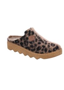 Pantoffel Rohde "Foggia-D", Damen, Gr. 42, Filz, braun leo, Schuhe Pantoffel, Hausschuh, Winterschuh mit Filzsohle