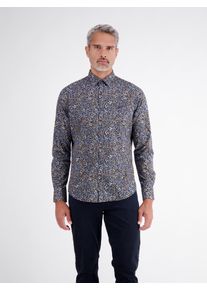 Langarmhemd Lerros "Herrenhemd aus Baumwolle mit floralem All-over-Print", Herren, Gr. L, Normalgr&ouml;&szlig;en, timber braun, 100% Baumwolle, Hemden Langarmhemd