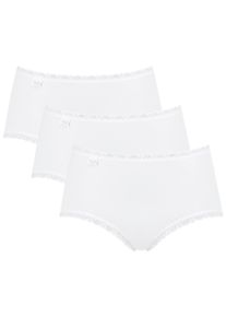 Midislip Sloggi "24/7 Cotton Lace", Damen, Gr. 38, wei&szlig;, Obermaterial: 96% Baumwolle, 4% Elasthan, gemustert, unifarben, k&ouml;rpernah, Unterhosen Midislip, mit zarter Spitze, Baumwollmischung. blickdicht, h&uuml;ftiger Schnitt