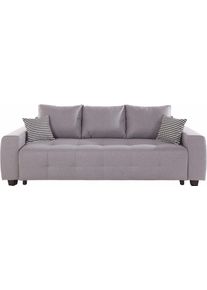 Schlafsofa OTTO HOME "Bella mit Bettkasten, G&auml;stebett 142x194, in 3 Qualit&auml;ten, inkl. Kissen", hellgrau, B:241cm H:45cm T:94cm, 100%Polyester, Sofas, Schlafsofa, LUXUS - Taschenfedern mit Topper - Schlafen wie im Bett, Dauerschl&auml;fer