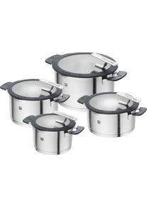 Topf-Set Zwilling "Simplify", silber (silberfarben), T&ouml;pfe, Topf-Set, 18/10 Edelstahl, integriertes Sieb im Deckel, Induktion, 4-tlg., Topseller