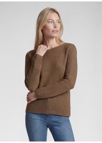 Strickpullover Rabe, Damen, Gr. 48, braun (taupe), Web, Obermaterial: 52% Polyester, 42% Baumwolle, 6% sonstige Fasern, unifarben, normal h&uuml;ftbedeckend, Rundhals, abgesteppte Kante, Pullover Strickpullover, mit feiner Struktur / Rundhals