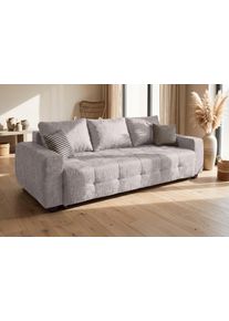 Schlafsofa OTTO HOME "Bella mit Bettkasten, G&auml;stebett 142x194, in 3 Qualit&auml;ten, inkl. Kissen", hellgrau, B:241cm H:45cm T:94cm, 100%Polyester, Sofas, Schlafsofa, PREMIUM - Taschenfedern ohne Topper - F&uuml;r die t&auml;gliche Nutzung