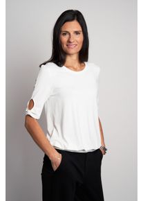 Rundhalsshirt Seidel Moden, Damen, Gr. 36, wei&szlig; (sanftes wei&szlig;,11), Single Jersey, Obermaterial: 95% Viskose, 5% Elasthan, Rundhals, mit Cut Outs, Shirts Rundhalsshirt, MADE IN GERMANY