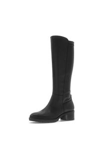 Stiefel Gabor, Damen, Gr. 40,5, Textil, Normalschaft, schwarz, Lederimitat, Nappaleder, unifarben, Schuhe Stiefel, Blockabsatz, Langschaftstiefel in Schuhweite G (= weit)