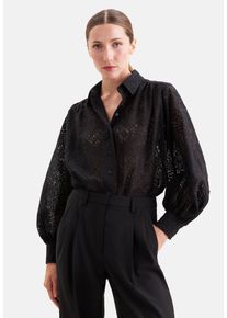 Hemdbluse Seidensticker, Damen, Gr. XXL (44), schwarz, 70% Baumwolle, 30% Polyester, unifarben, regular fit, ohne Ausschnitt, Blusen Hemdbluse, 1/1 Kragen Uni