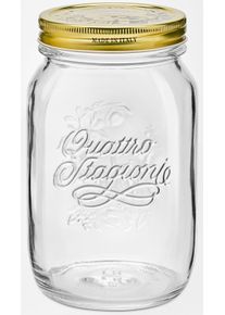 Einmachglas Bormioli Rocco "Quattro Stagioni", transparent (klar), B:42cm H:17,7cm L:10,6cm &Oslash;:10cm, Glas, Lebensmittelaufbewahrungsbeh&auml;lter, Einmachglas, luftdicht verschlie&szlig;bar, goldener Schraubverschluss