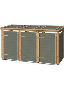 M&uuml;lltonnenbox Weka "Killarney", gr&uuml;n (gr&uuml;ngrau eiche hell), B:230cm H:127cm T:92cm, Massivholz, Aufbewahrungsboxen, M&uuml;lltonnenbox, Metall pulverbeschichtet, f&uuml;r 3 M&uuml;lltonnen, BxTxH: 230x92x127 cm