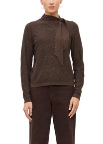 Strickpullover s.Oliver BLACK LABEL, Damen, Gr. 46, braun (chocolate), Strick, Obermaterial: 59% Polyester, 18% Polyacryl, 18% Polyamid, 5% Wolle, Glitzermuster, normal h&uuml;ftbedeckend, Rundhals, B&uuml;ndchen, Pullover Strickpullover, Winterpullover mit Schal-Detail und Glitzer-Steinen