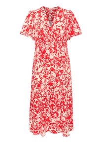 Midikleid Culture "Damen Kleid CUjenny", Damen, Gr. L, N-Gr, rot (rot wei&szlig;cap flower), Obermaterial: 100% Viskose CV., Kleider Midikleid