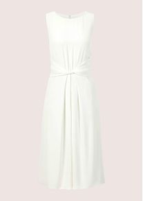 Madeleine Mode Sommerkleid MADELEINE "Jerseykleid Midikleid mit eleganter Drapierung", Damen, Gr. 48, N-Gr, wei&szlig; (wollwei&szlig;), Obermaterial: 94% Polyester PES. 6% Elasthan EL., Modern, figurbetont, Kleider Sommerkleid, Kleid mit Tappierung in der Taillie im Vorderteil