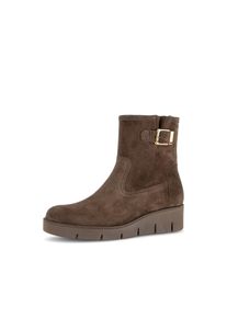 Stiefelette Gabor, Damen, Gr. 38, Textil, braun, Veloursleder, unifarben, Basic, Schuhe Stiefelette, Keilabsatz, Boots mit modischer Zierschnalle