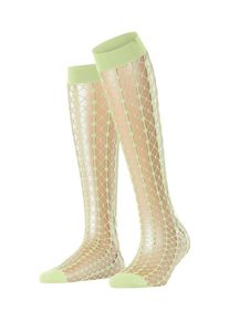 Kniestr&uuml;mpfe Falke "Paradise Net", Damen, Gr. 35-38, Sockengr&ouml;&szlig;e, gr&uuml;n (lemon (7498)), Obermaterial: 82% Polyamid Polyam.recyc. 18% Elasthan EL., Socken Kniestr&uuml;mpfe