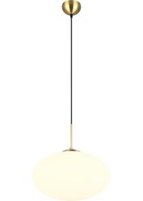 Trio LEUCHTEN Pendelleuchte "FOMENTO, H&auml;ngelampe mit Glasschirm, exkl 1x E27 max 15W", wei&szlig; (messing matt), 1, &Oslash; 40cm H: 150cm, 1 Stk., Leuchten, Glas H&auml;ngeleuchte H&ouml;he 150 cm, H&auml;ngelampe K&uuml;che Esszimmer Wohnzimmer, Pendelleuchte