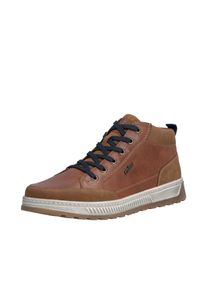 Schn&uuml;rboots Rieker, Herren, Gr. 47, Textil, braun (cognac), Lederimitat, unifarben mit Farbeinsatz, Schuhe Schn&uuml;rboots, High Top Sneaker, Boots mit weichem Schaftrand