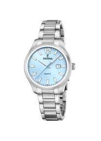 Quarzuhr Festina "Classic Steel", blau (silberfarben, hellblau, hellblau), Armbanduhren, Damen, silberfarben, Quarzuhr, Armbanduhr, Damenuhr, Edelstahlarmband, analog, Tag