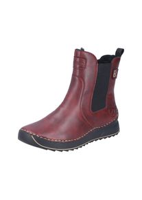 Winterboots Rieker, Damen, Gr. 36, Warmfutter, weinrot, Elastischer Einsatz, Lederimitat, Schuhe Winterboots, Keilboots, Stiefelette mit Profilsohle und Stretcheinsatz