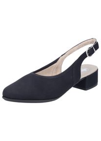 Slingsandale Rieker, Damen, Gr. 37, Synthetik Textil, schwarz, Nubuklederimitat, festlich, Schuhe Slingsandale, Sommerschuh, Festtagsschuh, Blockabsatz, mit Riemchen