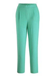 Stoffhose GOLDNER "Kurzgr&ouml;&szlig;e Karottenhose SARA, Viskose", Damen, Gr. 27, K-Gr, wei&szlig; (smaragd, wei&szlig;, gemustert), Obermaterial: 100% Viskose CV., gerade, Hosen Stoffhose, Dehnbund an der R&uuml;ckseite