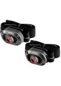 LED Stirnlampe NEBO "NEBO MYCRO 250 (2 pack)", schwarz (grau), H:3cm L:4,7cm T:3,2cm, Aluminium, Mobilleuchten, LED Stirnlampe