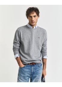 Sweatshirt Gant "REG SHIELD C-NECK SWEAT", Herren, Gr. L, grau (grau melange), Obermaterial: 87% Baumwolle, 13% Polyester, meliert, regular fit h&uuml;ftlang, Rundhals, elastischer Bund, Sweatshirts Sweatshirt, mit Logostickerei auf der Brust