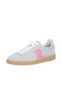 Sneaker Rieker "San Diego Swing2GO", Damen, Gr. 43, Synthetik Textil, blau (eisblau, rosa), Veloursleder, unifarben mit Farbeinsatz, Schuhe Sneaker, Retro-Sneaker, Freizeitschuh, Halbschuh mit herausnehmbarem Fu&szlig;bett