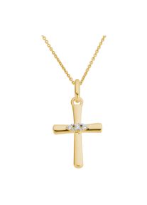 Kettenanh&auml;nger Firetti "Schmuck Geschenk Gold 333 Halsschmuck Anh&auml;nger Kreuz", gelbgoldfarben, wei&szlig;goldfarben, w = wei&szlig;, Schmuckanh&auml;nger, Damen, 0,02 P2 = erkennbare Einschl&uuml;sse, Diamanten Gelbgold 333, 0,53 g, Diamanten, Gelbgold 333, Kettenanh&auml;nger, mit Brillanten
