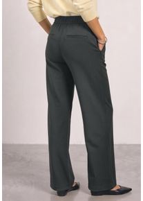 Stoffhose Street One "Style Amalie", Damen, Gr. 42, L&auml;nge 30, grau (mossbound gr&uuml;n), Web, Obermaterial: 61% Viskose, 32% Polyamid, 7% Elasthan. Futter: 100% Polyester, unifarben, straight fit lang, Hosen Stoffhose, mit Gummizug und Schnalle / Stretch