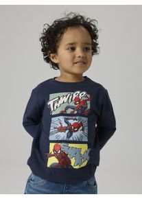 T-Shirt name it "NMMJARL SPIDER LS NREG TOP NOOS MAR", Jungen, Gr. 110, blau (navy blazer), Jersey, Obermaterial: 95% Baumwolle, 5% Elasthan, bedruckt, regular fit normal, Rundhals, Shirts T-Shirt, Baumwollmischung, regular fit