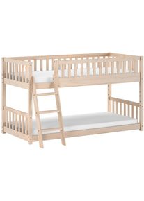 Etagenbett Vipack "Ronald 90x200 cm, Kiefer massiv, inkl. Leiter und Rollrost", natur, natur, natur, B:129cm H:121,5cm L:208cm, Etagenbetten, Etagenbett, R&uuml;ckbaubar zu 2 Einzelbetten, wahlweise natur oder wei&szlig;