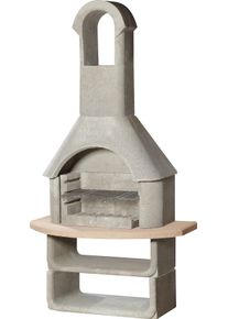 Grillkamin Buschbeck "Las Palmas", grau (grau, terrakottafarben), B:110cm H:206cm T:65cm, Grills, Grillkamin, stabiler Beton-Kamin mit Grillrost, BxTxH: 110x65x206 cm