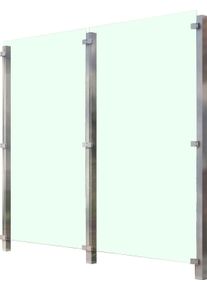 Zaun STAKET PRO, silber (silberfarben), H:191cm L:227cm, Edelstahl, Glas, Zaunelemente, Zaun, Glaszaun, Gesamtl&auml;nge: 2,265 m, 3 Pfosten