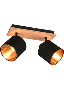 REALITY LEUCHTEN Deckenstrahler "Tommy", braun (holzfarben), 2, H: 19,5cm, 1 Stk., Leuchten, 2er Spot Holzoptik schwenkbar, Wand-& Deckenmontage exkl 2xE14 max 28W, Deckenstrahler