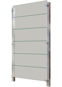 Zaun STAKET PRO, silber (silberfarben), Pfosten: 2 Stk., Edelstahl, Glas, Zaunelemente, Zaun, Glaszaun, Gesamtl&auml;nge: 1,115 m, 2 Pfosten
