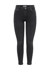 Skinny-fit-Jeans Only "ONLPOWER MID PUSH UP DET SK DNM", Damen, Gr. S (36), L&auml;nge 32, schwarz (washed schwarz), Denim/Jeans, Obermaterial: 92% Baumwolle, 6% Polyester, 2% Elasthan, unifarben, lang, Jeans Skinny-fit-Jeans, Baumwollmischung