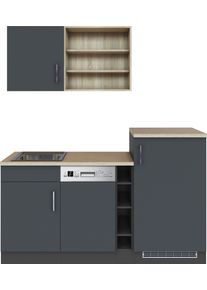 K&uuml;che KOCHSTATION "KS-Mali", grau (k&uuml;che: grau, front: anthrazit, korpus: grau, arbeitsplatte: eiche sonoma), B:170cm H:200cm T:60cm, Komplettk&uuml;chen-Sets, K&uuml;che, Breite 170 cm, mit E-Ger&auml;ten