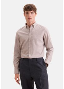Flanellhemd Seidensticker "Schwarze Rose", Herren, Gr. M (40), normale &Auml;rmell&auml;ngen, beige, 100% Baumwolle, kariert, slim fit, 2-Knopf-Manschette, Hemden Flanellhemd, Slim 1/1 Button-Down-Kragen Karo